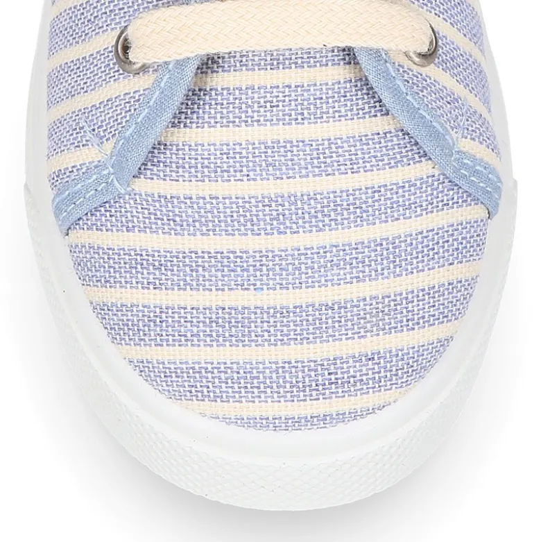 Zapatilla niños con cordones en lona algodón con RAYAS.