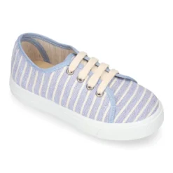 Zapatilla niños con cordones en lona algodón con RAYAS.
