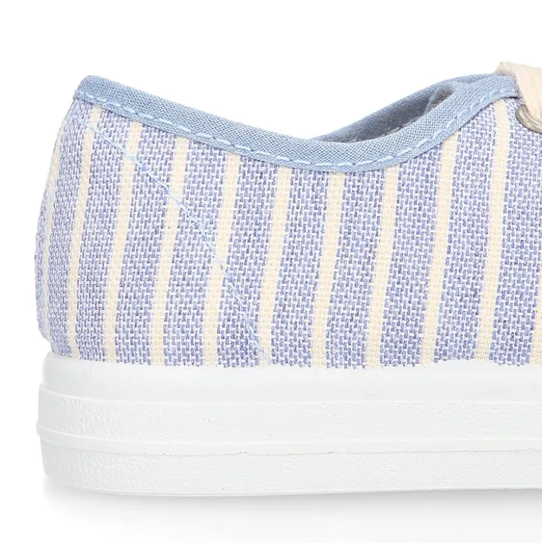 Zapatilla niños con cordones en lona algodón con RAYAS.