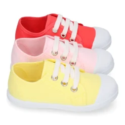 Zapatilla niños con cordones y puntera en lona ALGODÓN.