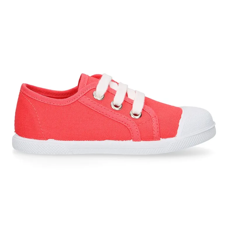 Zapatilla niños con cordones y puntera en lona ALGODÓN.