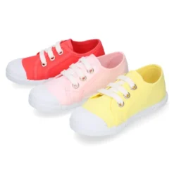 Zapatilla niños con cordones y puntera en lona ALGODÓN.