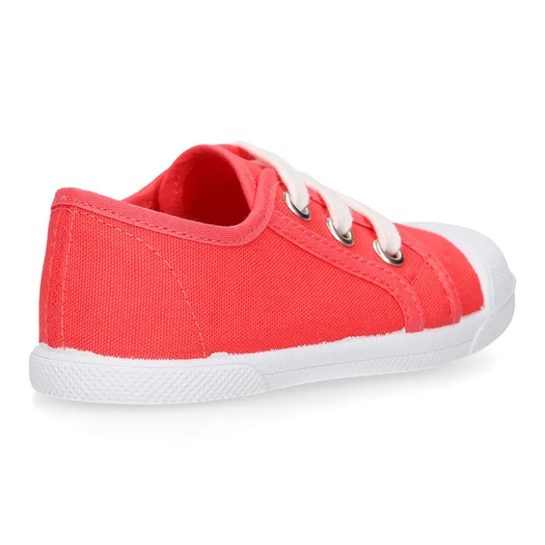 Zapatilla niños con cordones y puntera en lona ALGODÓN.