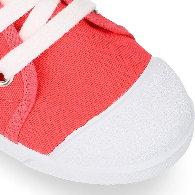 Zapatilla niños con cordones y puntera en lona ALGODÓN.