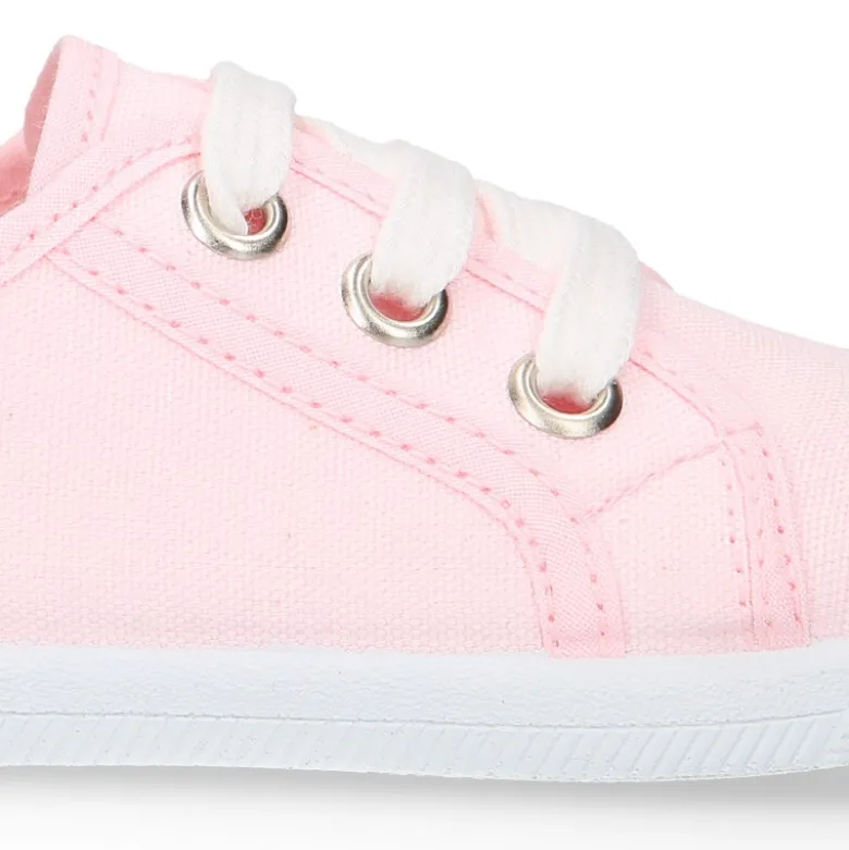 Zapatilla niños con cordones y puntera en lona ALGODÓN.