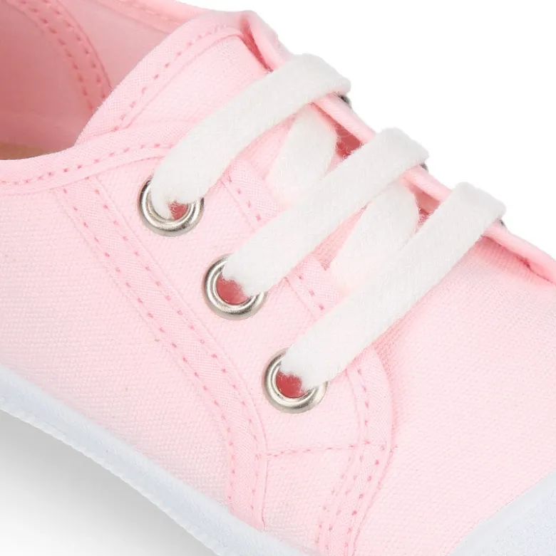 Zapatilla niños con cordones y puntera en lona ALGODÓN.