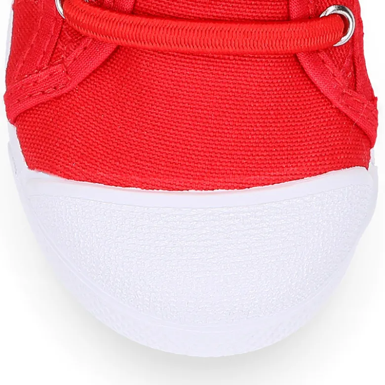 Zapatilla niños con puntera y cordones elásticos en lona algodón.