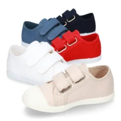 Zapatilla niños con puntera y sin cordones en lona algodón.