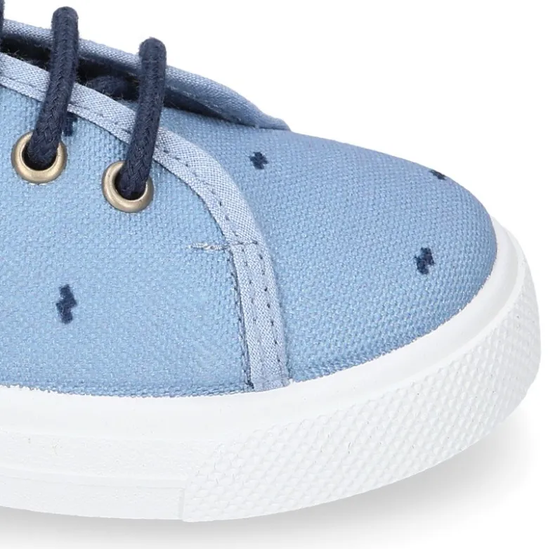 Zapatilla niños en ALGODÓN FANTASÍA para vestir con cordones.