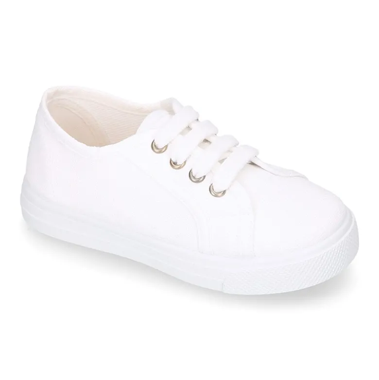 Zapatilla niños en ALGODÓN RECICLADO para vestir con cordones.