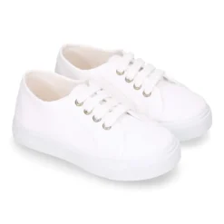 Zapatilla niños en ALGODÓN RECICLADO para vestir con cordones.