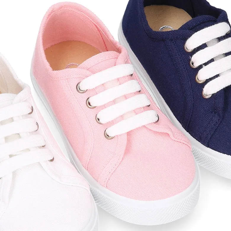 Zapatilla niños en ALGODÓN RECICLADO para vestir con cordones.