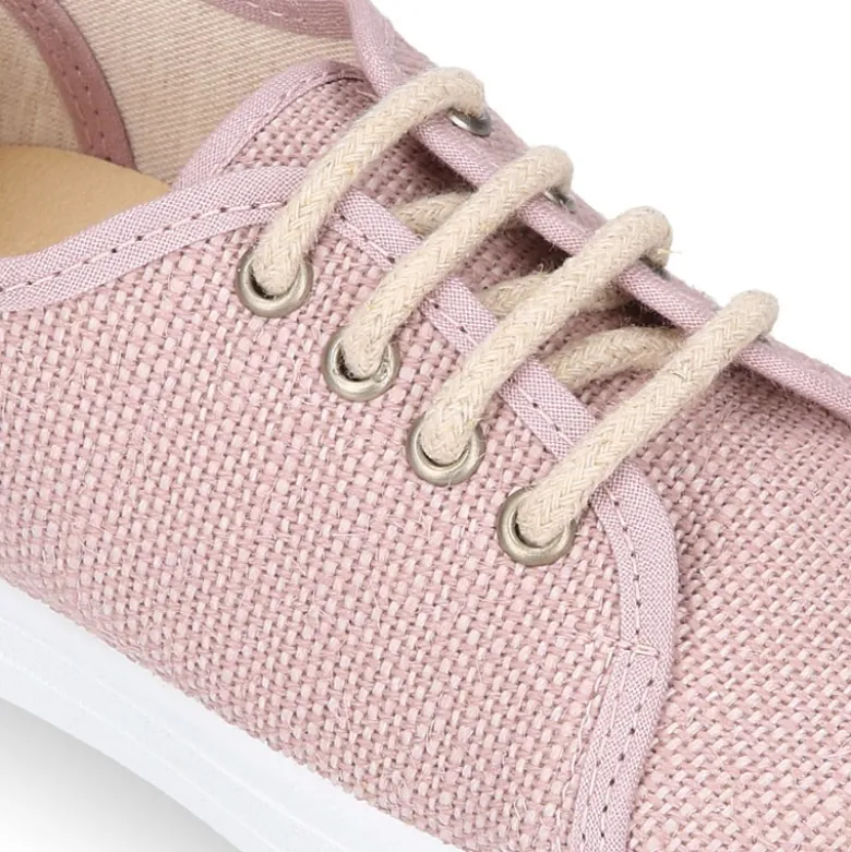 Zapatilla niños en LINO para vestir con cordones.