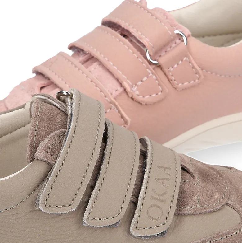 Zapatilla niños en piel modelo respetuoso Okaa Flex casual.