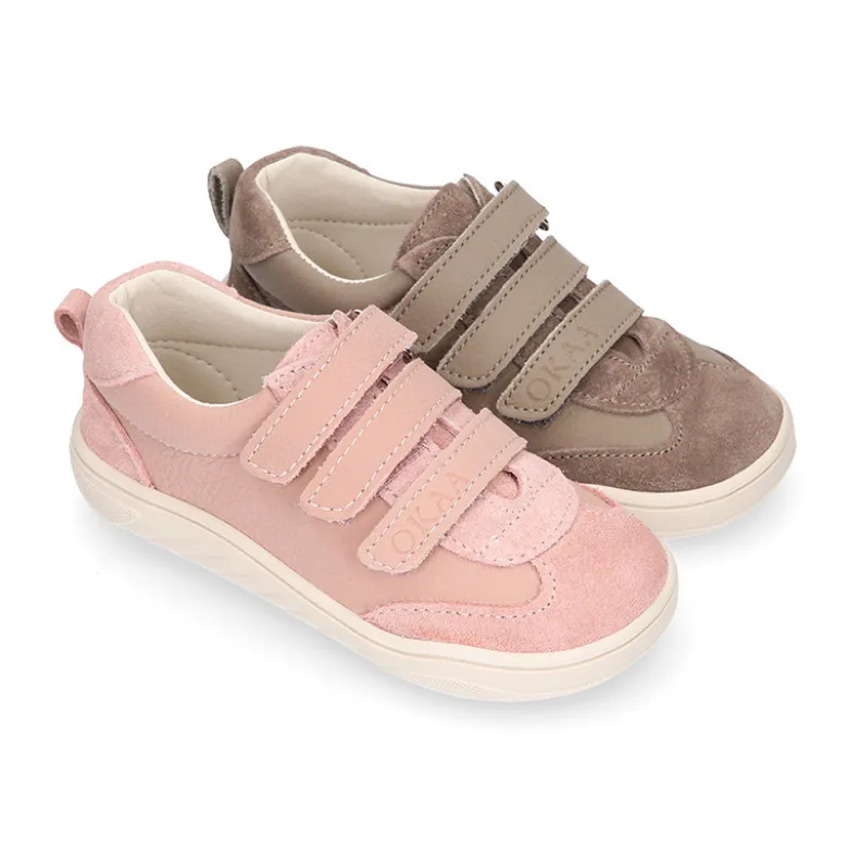 Zapatilla niños en piel modelo respetuoso Okaa Flex casual.