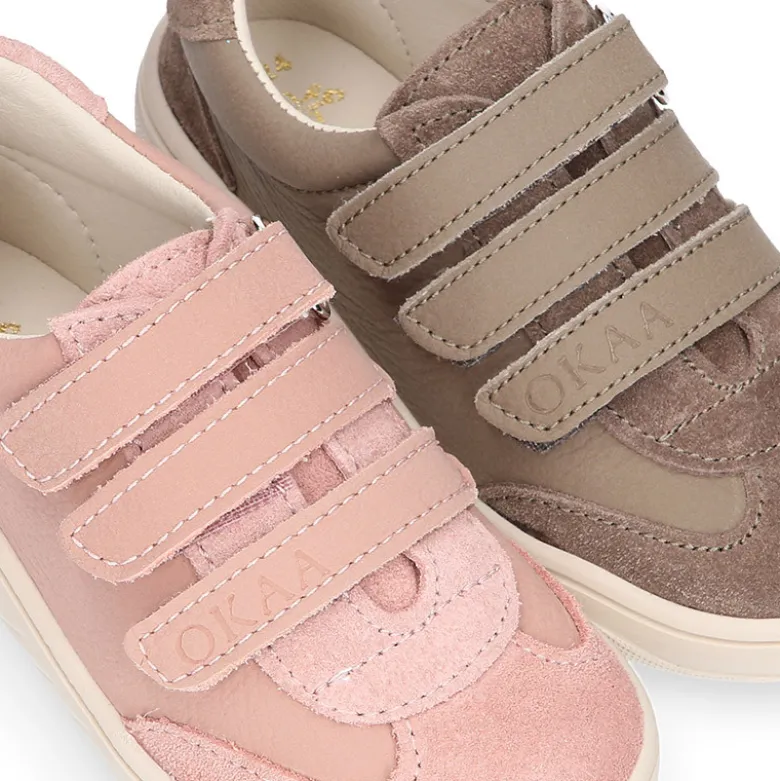 Zapatilla niños en piel modelo respetuoso Okaa Flex casual.