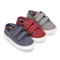 Zapatilla niño sin cordones en lona algodón LAVADA.