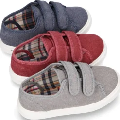 Zapatilla niño sin cordones en lona algodón LAVADA.