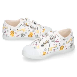 Zapatilla niño sin cordones en lona algodón estampado SELVA y puntera.
