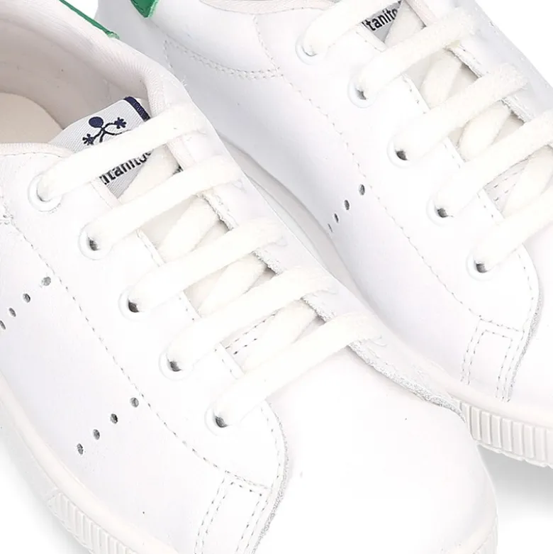 Zapatilla niños Moda con cordones en piel.
