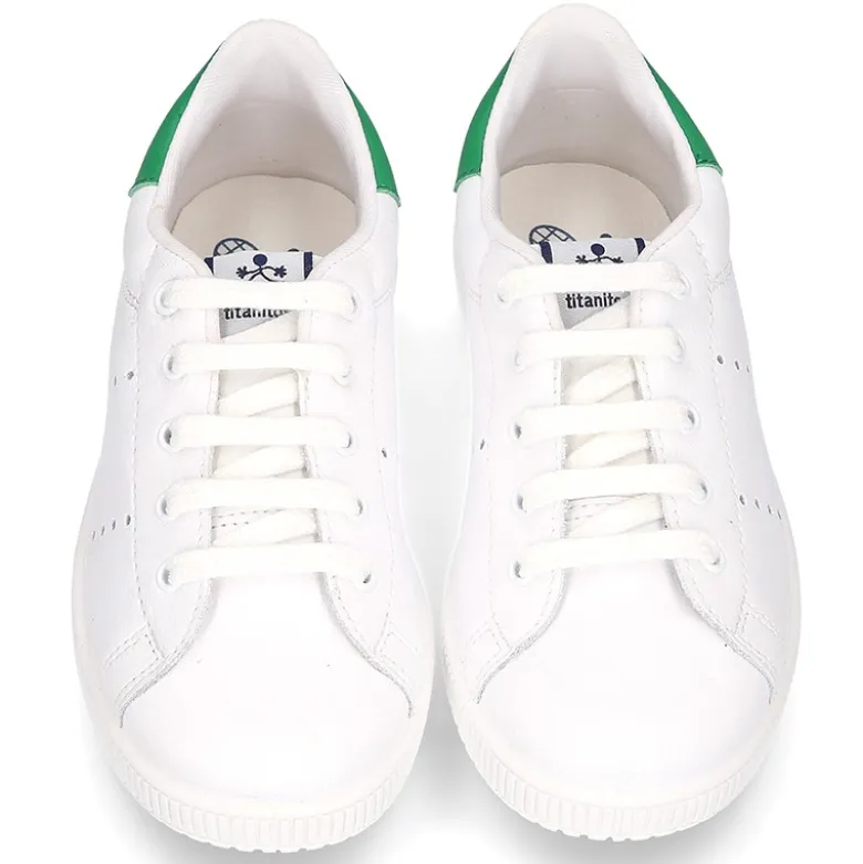 Zapatilla niños Moda con cordones en piel.