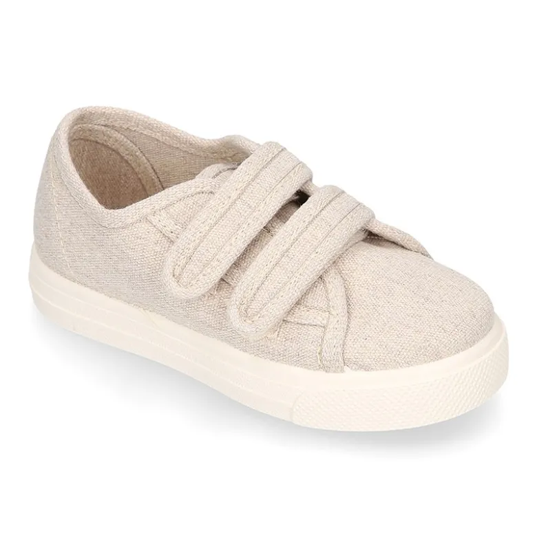 Zapatilla niños sin cordones en lona ALGODÓN RECY para vestir.