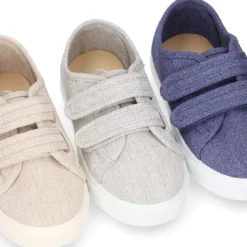 Zapatilla niños sin cordones en lona ALGODÓN RECY para vestir.