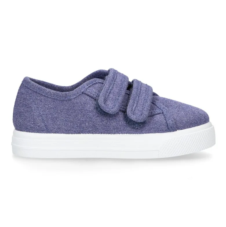 Zapatilla niños sin cordones en lona ALGODÓN RECY para vestir.