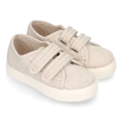 Zapatilla niños sin cordones en lona ALGODÓN RECY para vestir.