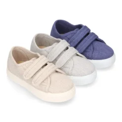 Zapatilla niños sin cordones en lona ALGODÓN RECY para vestir.