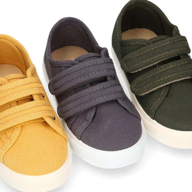 Zapatilla niños sin cordones en lona ALGODÓN RECY en colores de moda.