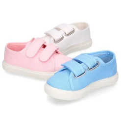 Zapatilla niños sin cordones en lona piqué algodón.