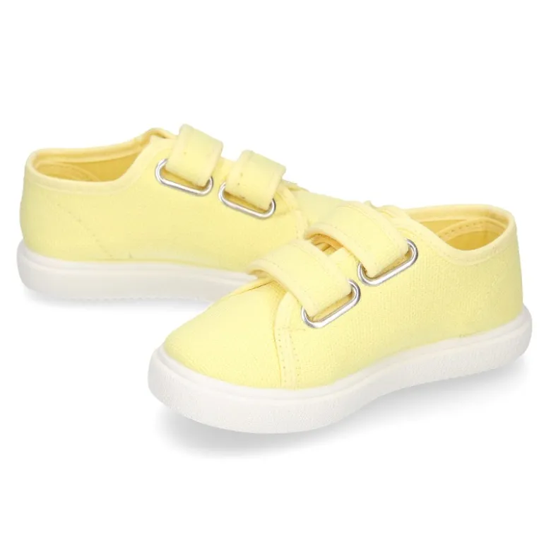 Zapatilla niños sin cordones en lona algodón LIMÓN.
