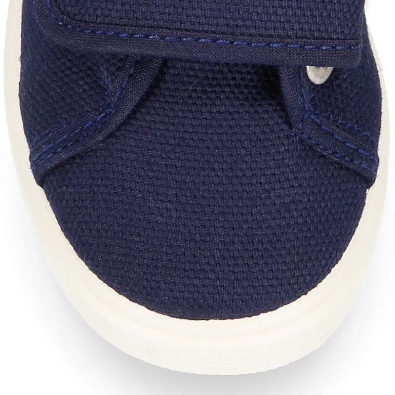 Zapatilla niños sin cordones en lona algodón MARINO.