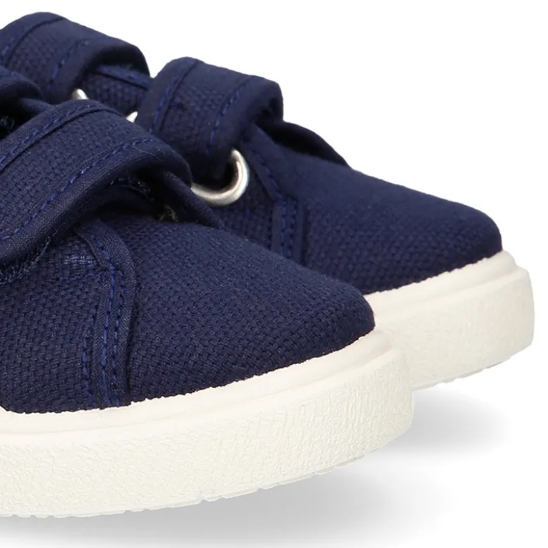 Zapatilla niños sin cordones en lona algodón MARINO.