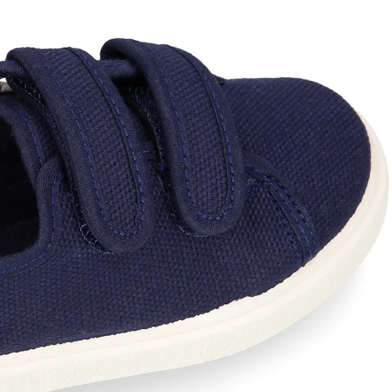 Zapatilla niños sin cordones en lona algodón MARINO.