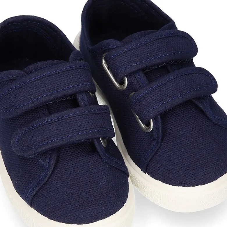 Zapatilla niños sin cordones en lona algodón MARINO.