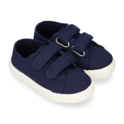 Zapatilla niños sin cordones en lona algodón MARINO.