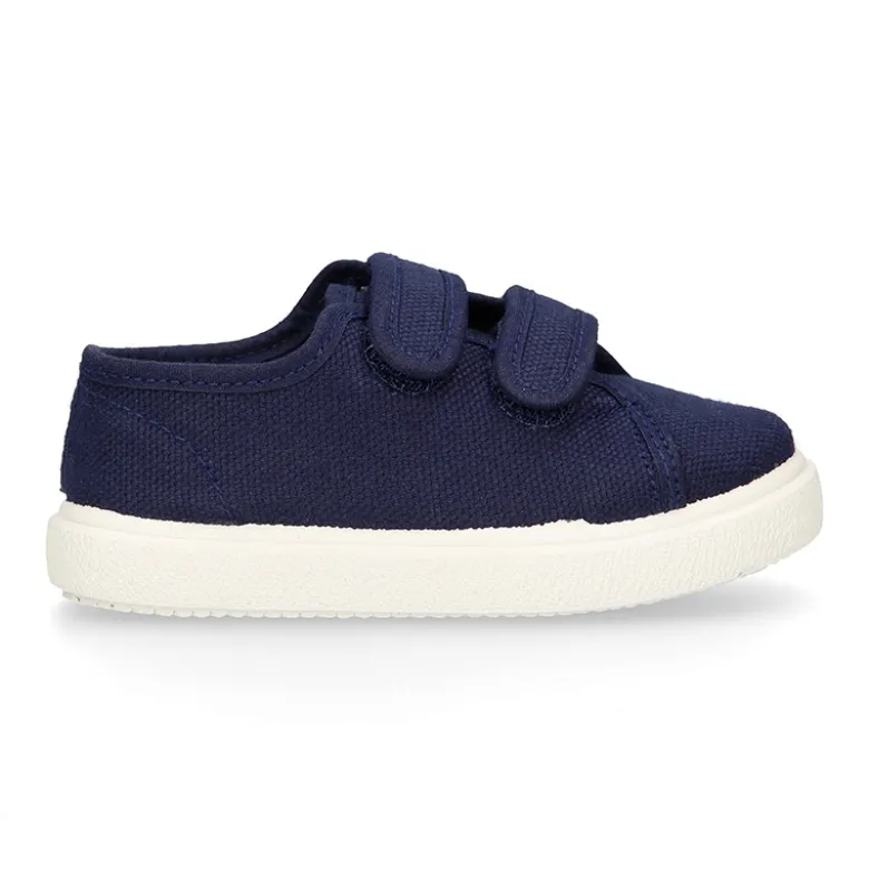 Zapatilla niños sin cordones en lona algodón MARINO.