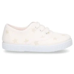 Zapatilla niños tipo Bamba con cordones en lona con estrellas pasteles.