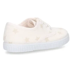 Zapatilla niños tipo Bamba con cordones en lona con estrellas pasteles.