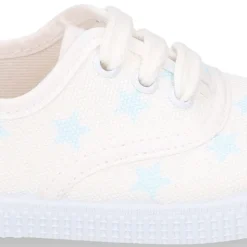 Zapatilla niños tipo Bamba con cordones en lona con estrellas pasteles.