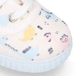 Zapatilla niños tipo Bamba con cordones en lona con DINOSAURIOS.