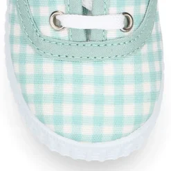 Zapatilla niños tipo Bamba con cordones en lona VICHY MENTA.