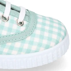 Zapatilla niños tipo Bamba con cordones en lona VICHY MENTA.