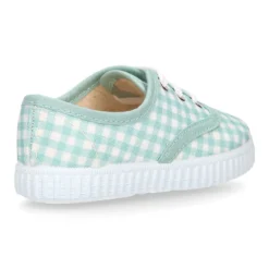 Zapatilla niños tipo Bamba con cordones en lona VICHY MENTA.