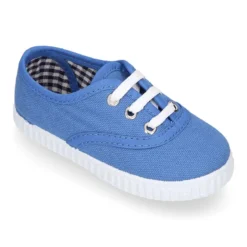 Zapatilla niños tipo BAMBA con cordones en lona algodón piqué.