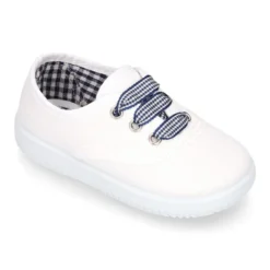 Zapatilla niños tipo bamba en lona con cordones VICHY.