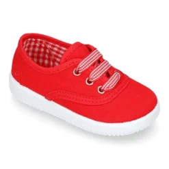 Zapatilla niños tipo bamba en lona con cordones VICHY.