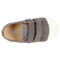 Zapatilla niños tipo bamba sin cordones y puntera en piel serraje GRIS.